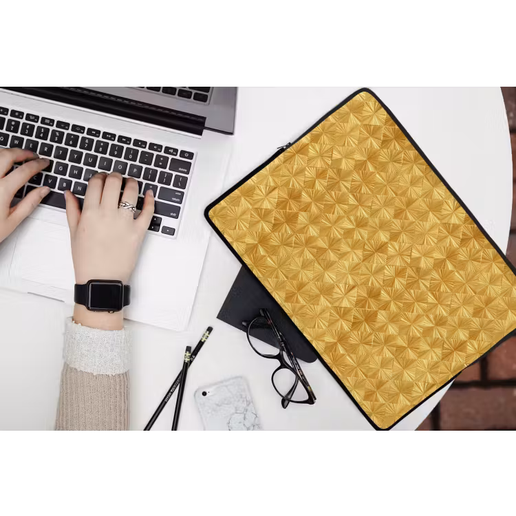 Tegels - Geometrisch - Reliëf - Goud laptophoes neopreen klein 279 -bureau