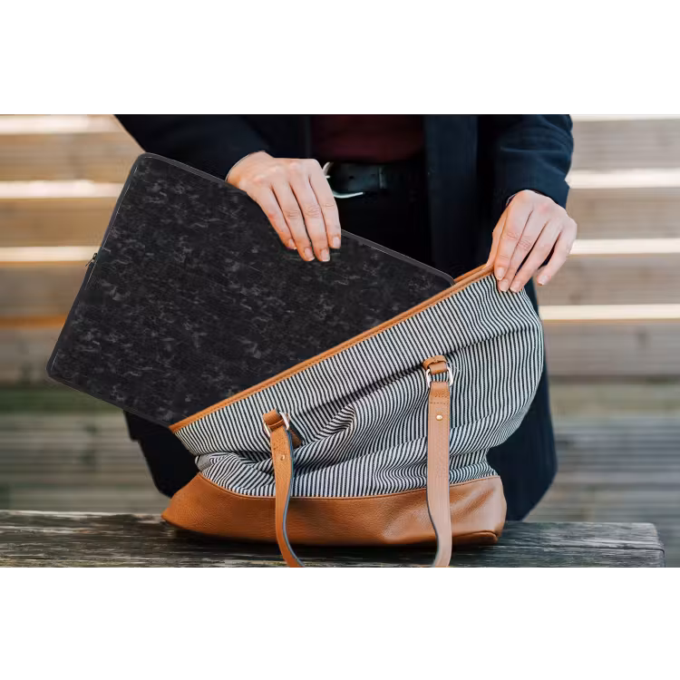 Tegels - Patroon - Marmer - Zwart laptophoes neopreen klein 279 -tas