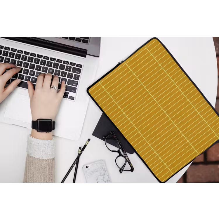 Tegels - Verticaal - Mosterdgeel laptophoes neopreen klein 279 -bureau
