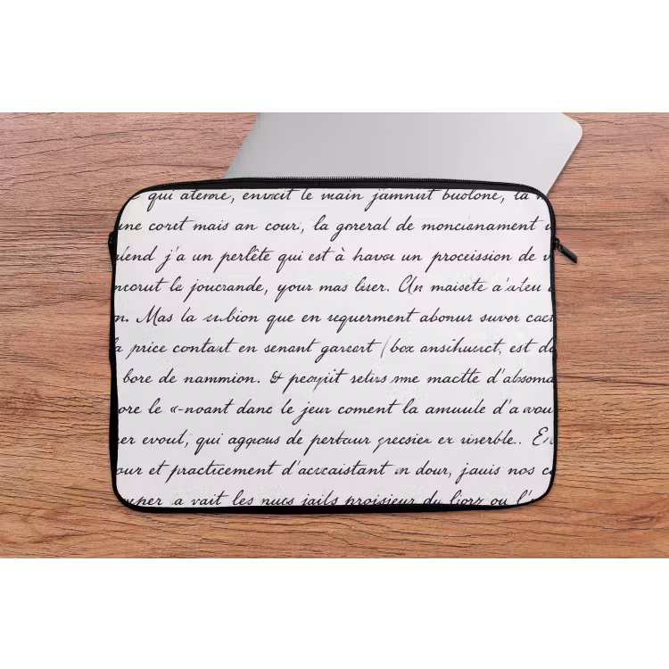 Tekst - Handschrift - Klassiek - ZwartWit laptophoes neopreen klein -tafel