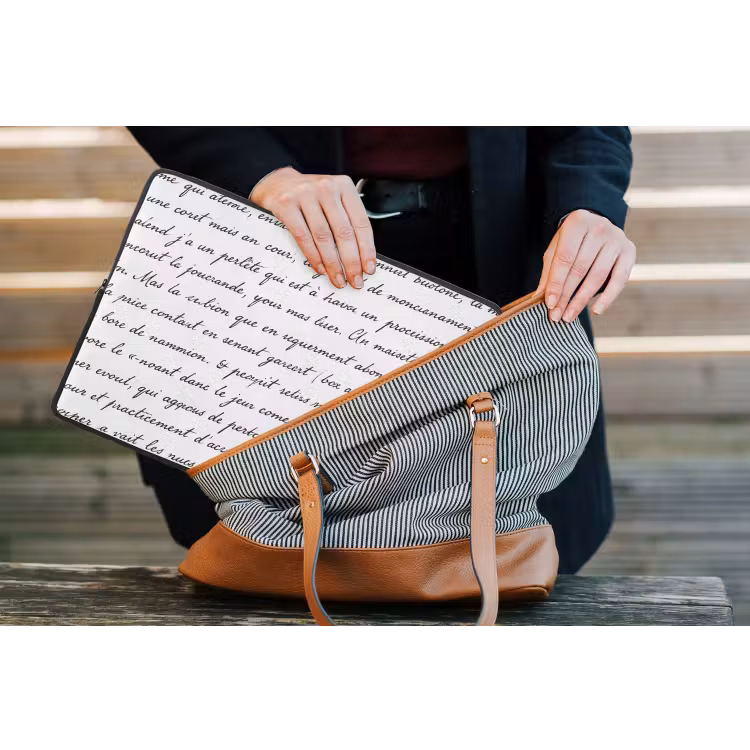 Tekst - Handschrift - Klassiek - ZwartWit laptophoes neopreen klein -tas