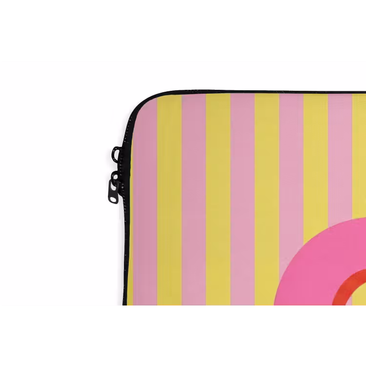 Tekst - Strepen - Roze laptophoes neopreen klein -detail