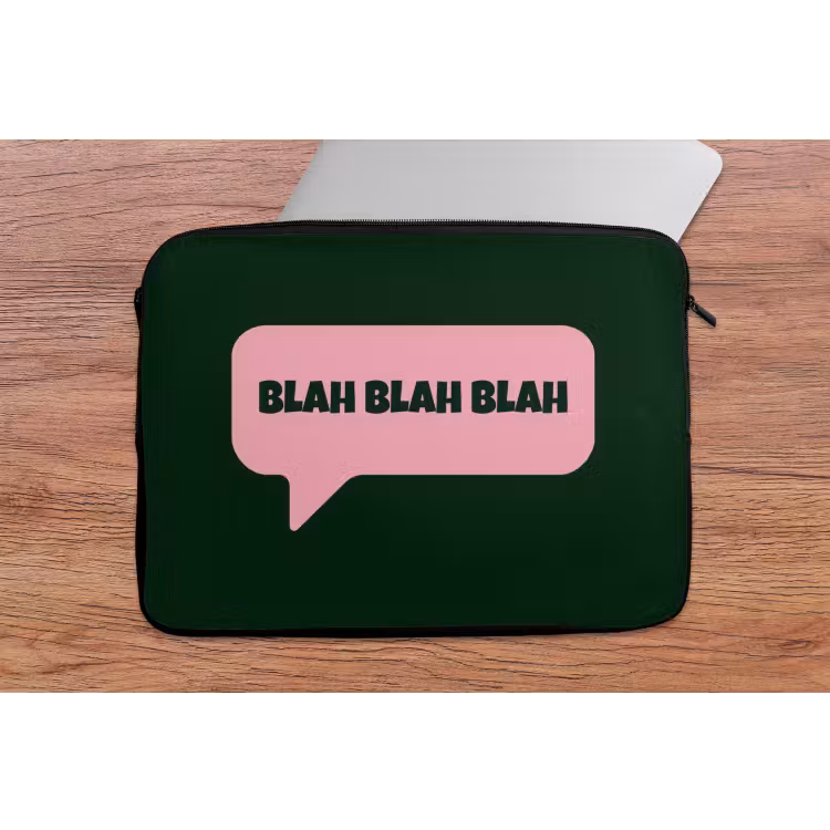 Tekstwolk - BLAH BLAH BLAH - Roze laptophoes neopreen klein -tafel