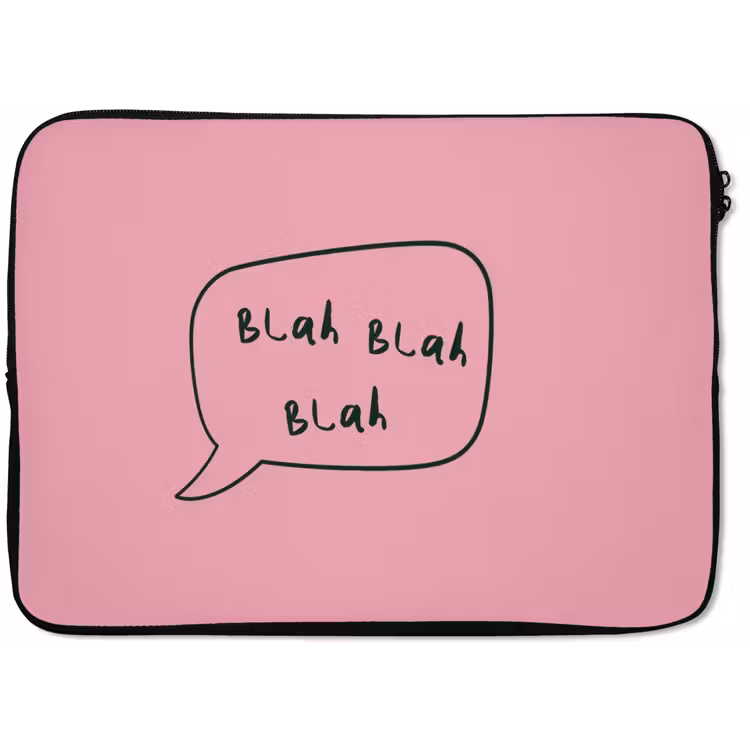 Tekstwolkje - BLAH BLAH BLAH - Roze laptophoes neopreen klein -zkaufland3dotto