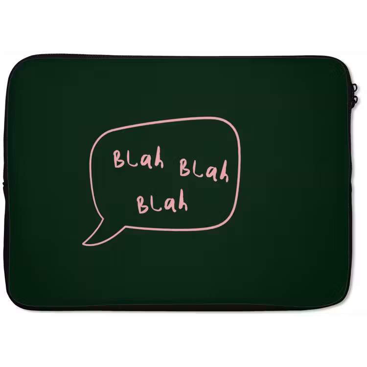 Tekstwolkje - Donkergroen - BLAH BLAH BLAH laptophoes neopreen klein -zkaufland3dotto