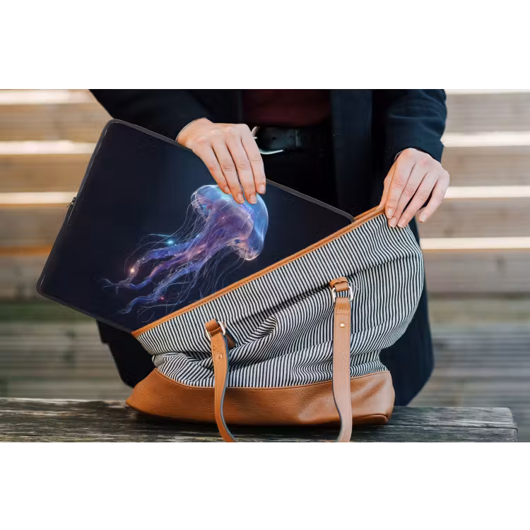 Tentakels - Kwal - Paars - Sprankeling laptophoes neopreen klein -tas