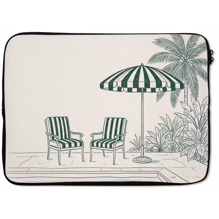 Terras - Illustratie - Groen laptophoes neopreen klein -zkaufland3dotto