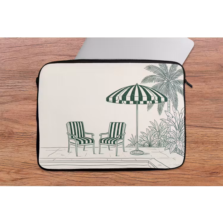 Terras - Illustratie - Groen laptophoes neopreen klein -tafel