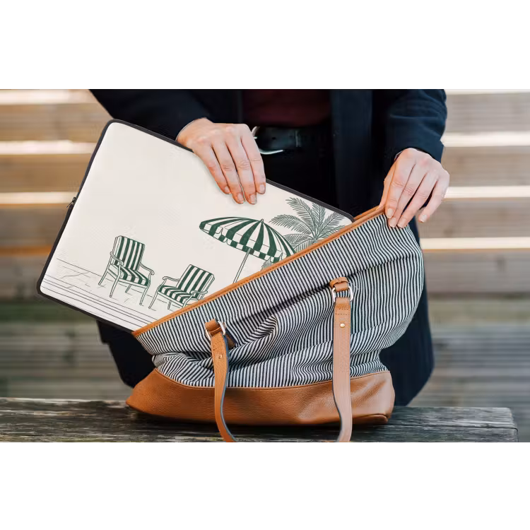 Terras - Illustratie - Groen laptophoes neopreen klein -tas