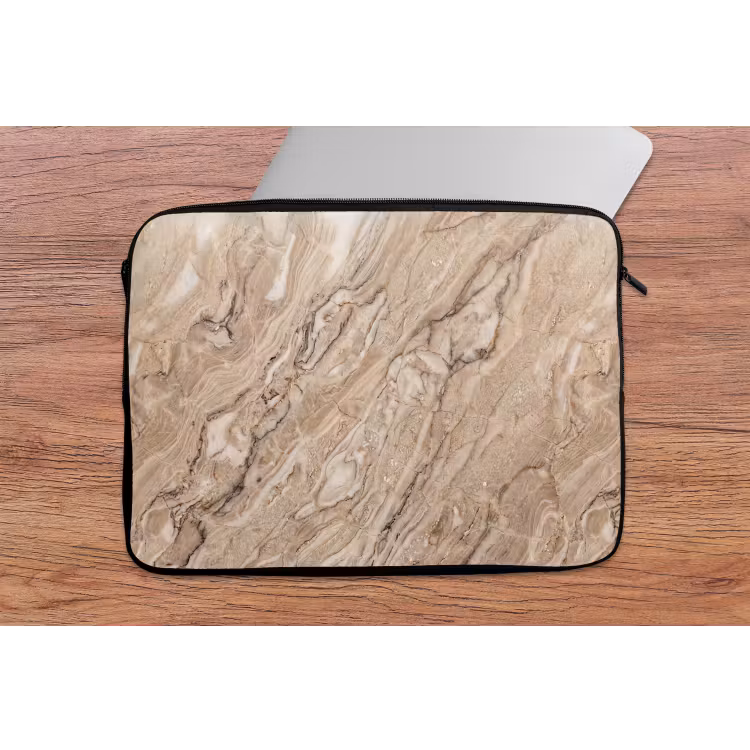 Textuur - Aders - Abstract - Modern - Beige laptophoes neopreen klein -tafel