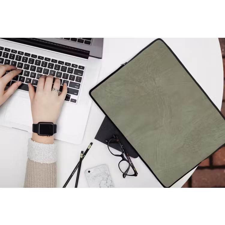 Textuur - Betonlook - Achtergrond - Modern - Groen laptophoes neopreen klein -bureau