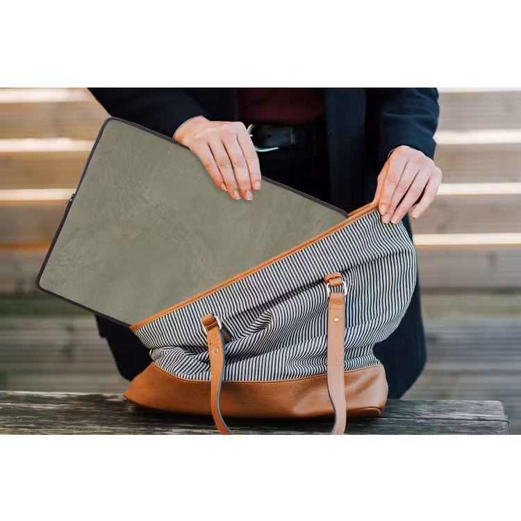 Textuur - Betonlook - Achtergrond - Modern - Groen laptophoes neopreen klein -tas