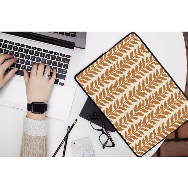 Textuur - Bladeren - Oker laptophoes neopreen klein 279 -bureau