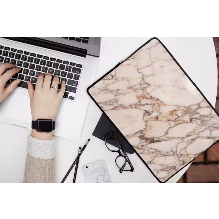 Textuur - Gesteente - Aderen - Abstract - Wit laptophoes neopreen klein -bureau