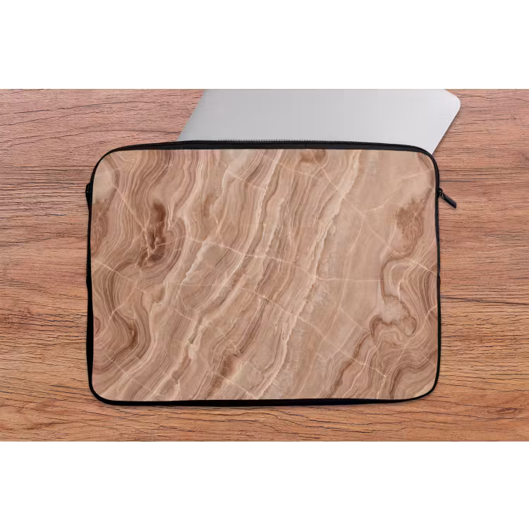 Textuur - Golvend - Abstract - Warm - Bruin laptophoes neopreen klein -tafel
