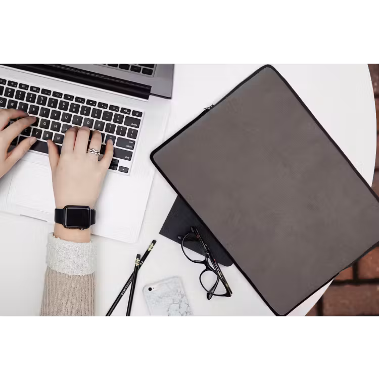 Textuur - Grijs - Modern - Abstract - Oppervlak laptophoes neopreen klein -bureau