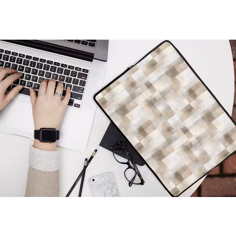 Textuur - Linnen - Beige laptophoes neopreen klein 279 -bureau