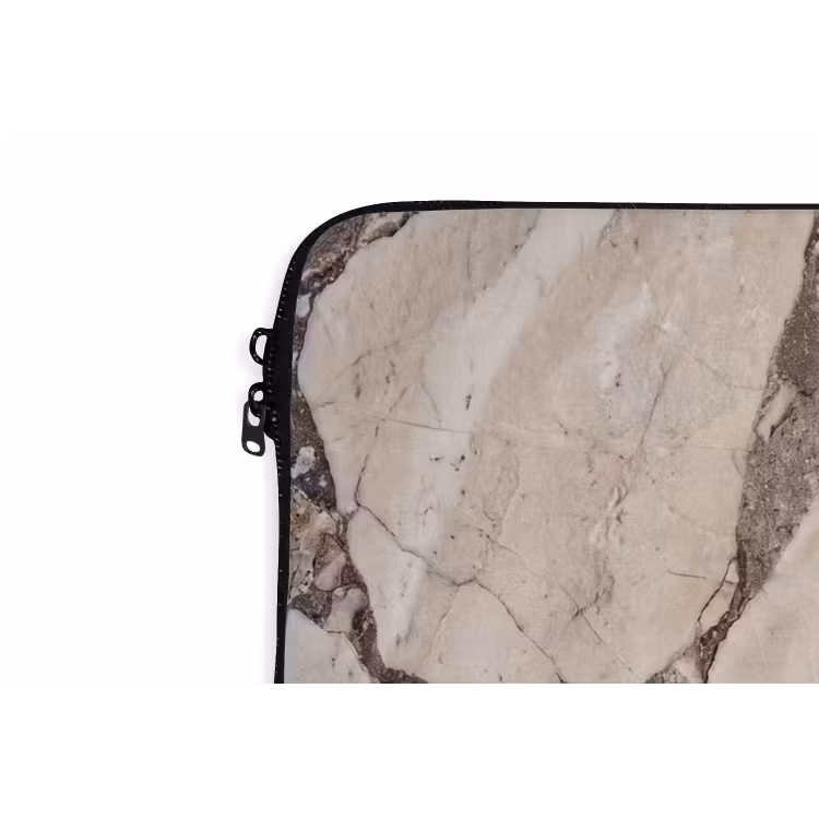 Textuur - Marmer - Abstract - Beige - Bruin laptophoes neopreen klein -detail