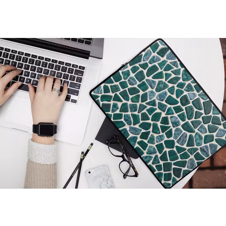 Textuur - Steen - Groen - Abstract - Patroon laptophoes neopreen klein -bureau