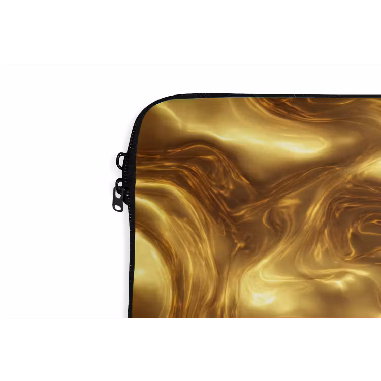 Textuur - Vloeibaar - Organisch - Goud laptophoes neopreen klein 279 -detail