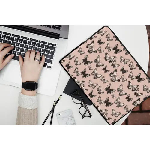 Tijdloos - Vlinders - Perzik laptophoes neopreen klein 279 -bureau