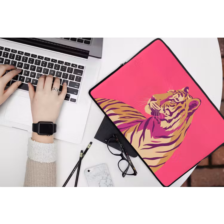 Tijger - Modern - Neon laptophoes neopreen klein -bureau
