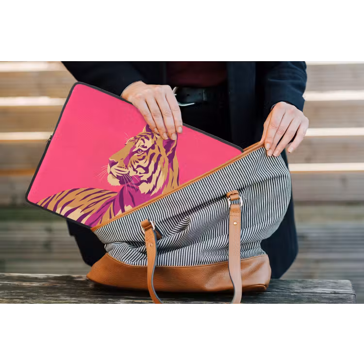 Tijger - Modern - Neon laptophoes neopreen klein -tas