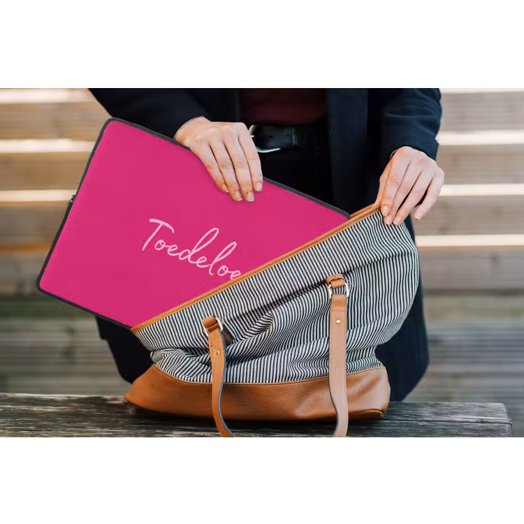 Toedeloe - Roze laptophoes neopreen klein -tas