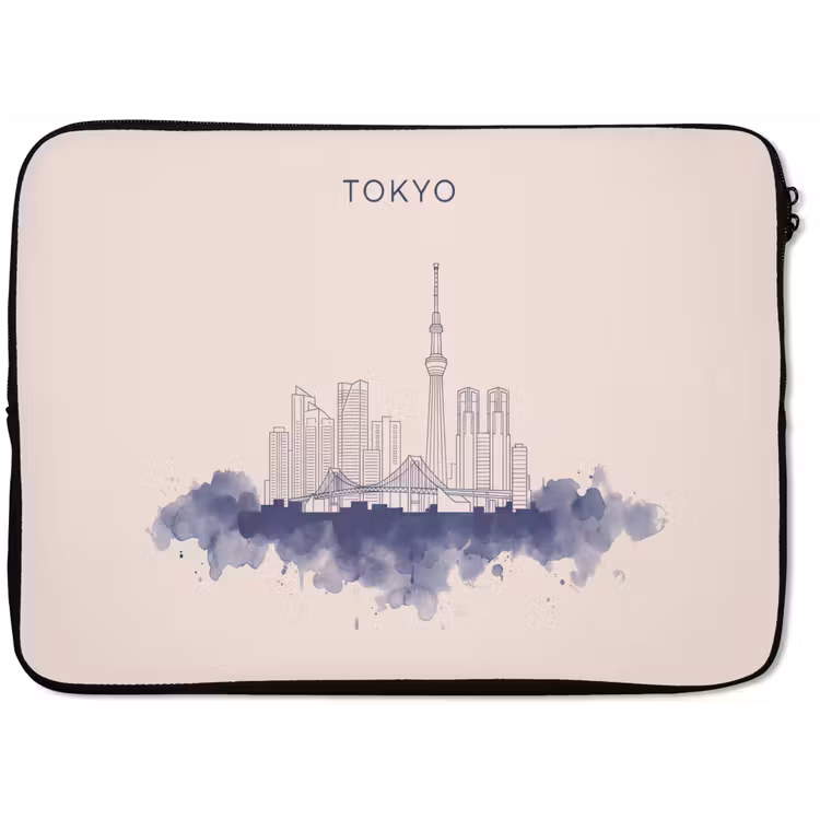 Tokyo - Skyline - Stad - Abstract - Blauw laptophoes neopreen klein -zkaufland3dotto
