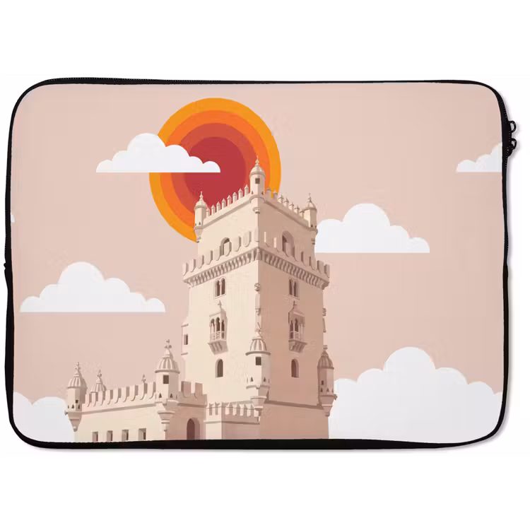 Toren - Rivier - Architectuur - Modern - Oranje laptophoes neopreen klein -zkaufland3dotto
