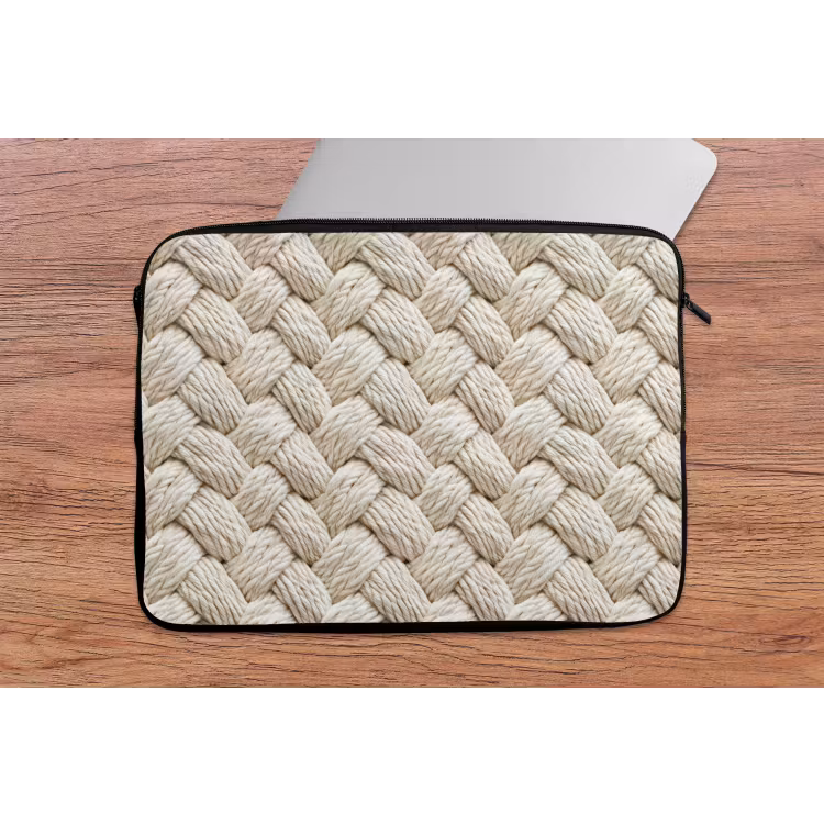 Touw - Gebreid - Beige laptophoes neopreen klein 279 -tafel
