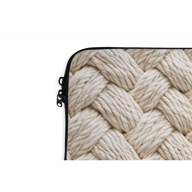 Touw - Gebreid - Beige laptophoes neopreen klein 279 -detail