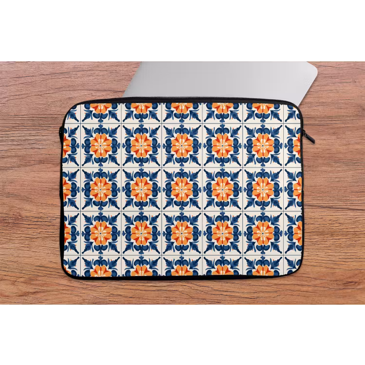 Traditioneel - Tegel - Oranje laptophoes neopreen klein 279 -tafel