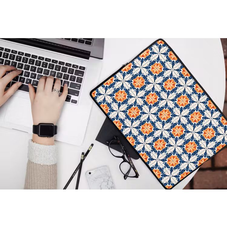 Traditioneel - Tegel - Oranje laptophoes neopreen klein 279 -bureau