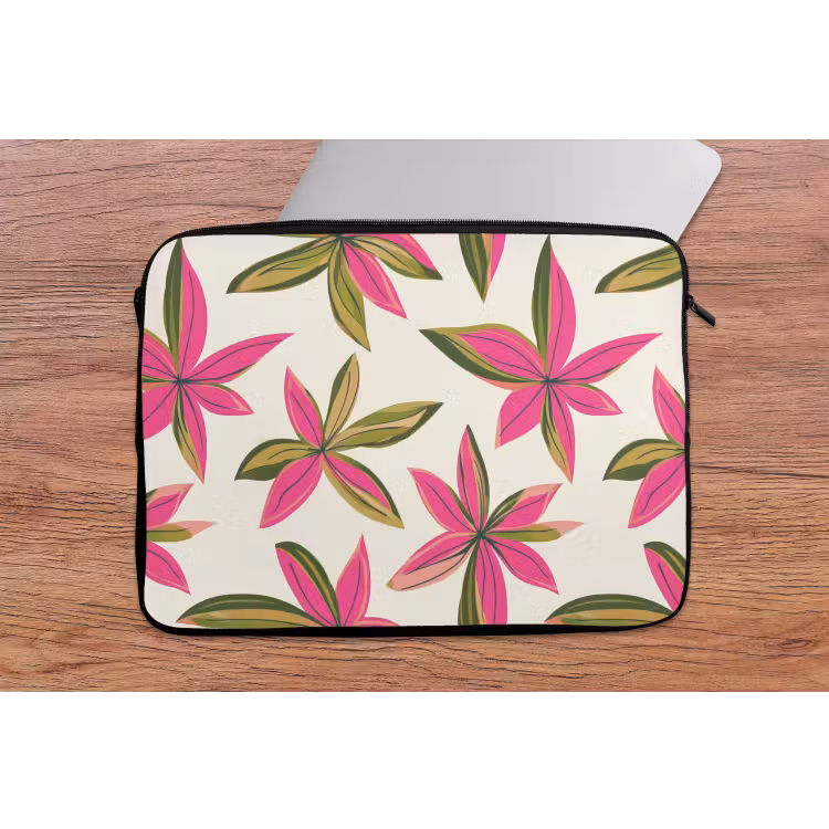 Tropisch - Bloem - Roze laptophoes neopreen klein 279 -tafel