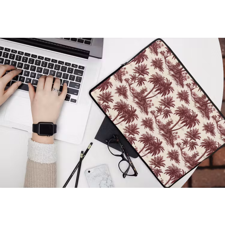 Tropisch - Geometrisch - Bordeauxrood laptophoes neopreen klein 279 -bureau