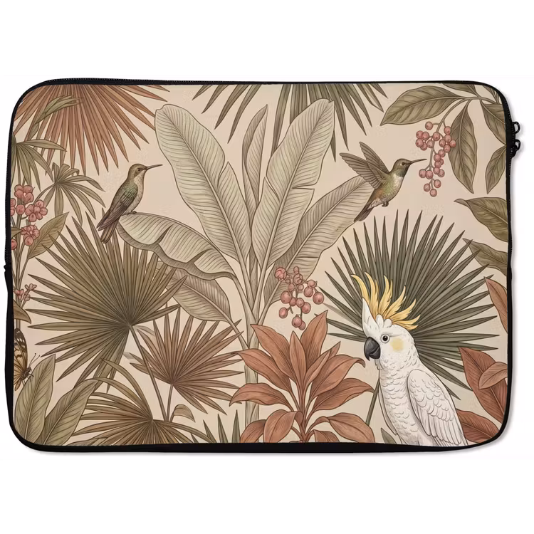 Tropisch - Vogels - Beige laptophoes neopreen klein -zkaufland3dotto