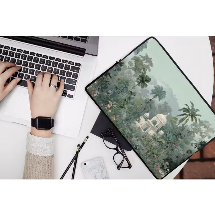 Tropische tuin - Koepelgebouw - Bloemen laptophoes neopreen klein -bureau