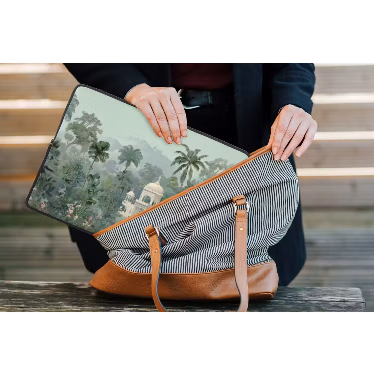 Tropische tuin - Koepelgebouw - Bloemen laptophoes neopreen klein -tas