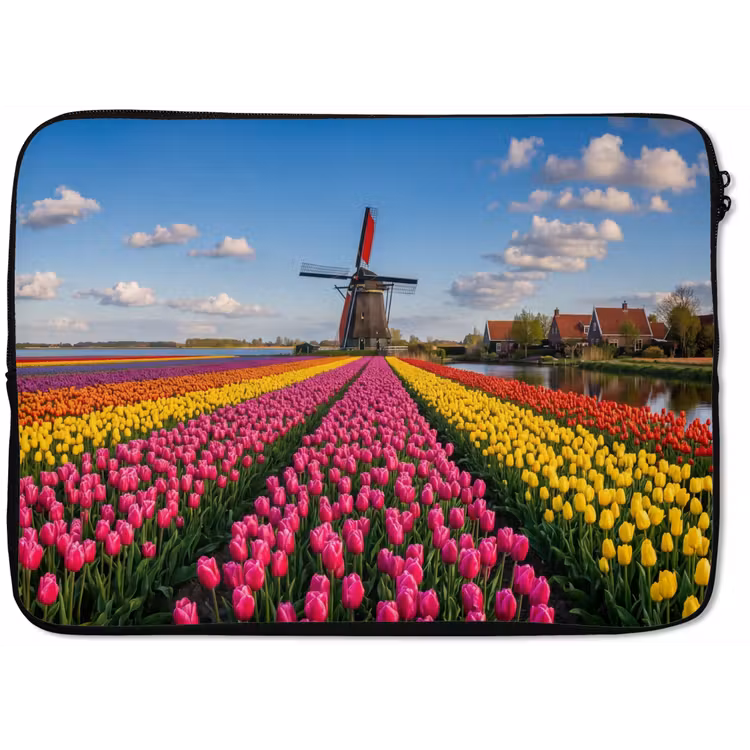 Tulpen - Holland - Molen - Kleurrijk laptophoes neopreen klein -zkaufland3dotto