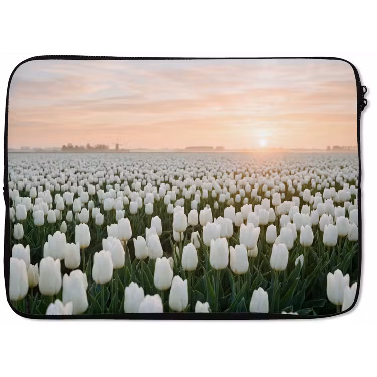 Tulpen - Landschap - Wit laptophoes neopreen klein -zkaufland3dotto