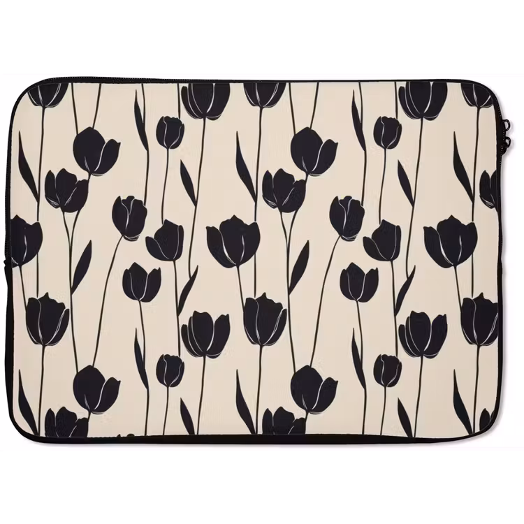 Tulpen - Patroon - Zwart laptophoes neopreen klein 279 -zkaufland3dotto