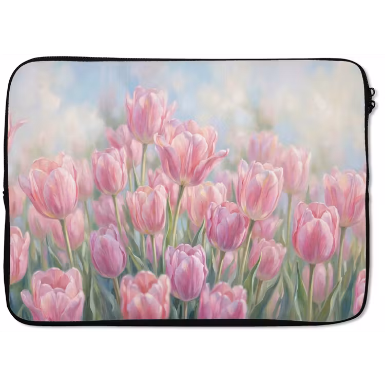 Tulpen - Veld - Lente - Roze laptophoes neopreen klein -zkaufland3dotto