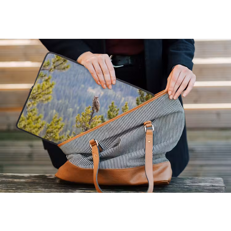 Uil - Oehoe - Bomen - Natuur laptophoes neopreen klein -tas
