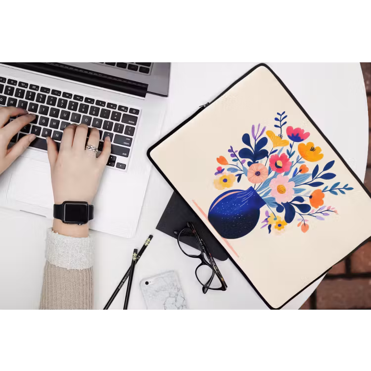 Vaas - Bloemen - Boeket laptophoes neopreen klein -bureau
