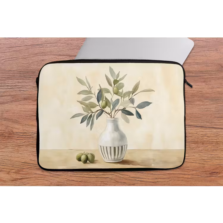 Vaas - Keramiek - Olijftakken laptophoes neopreen klein -tafel