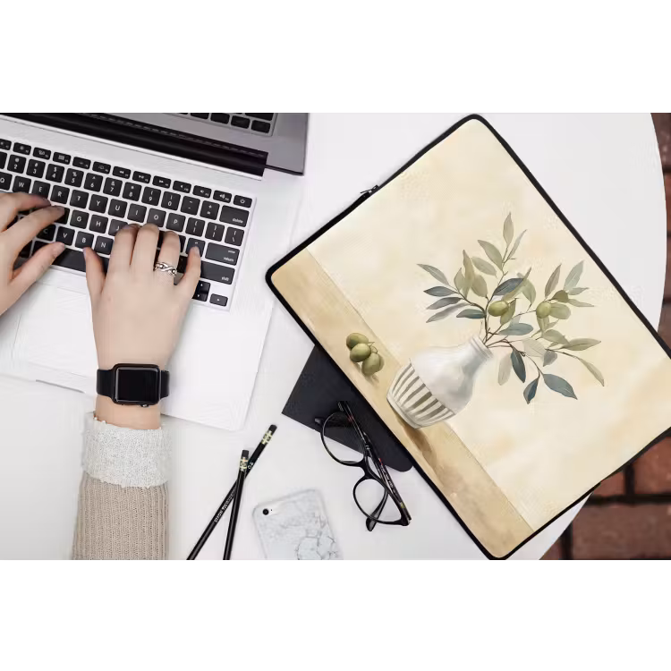 Vaas - Keramiek - Olijftakken laptophoes neopreen klein -bureau
