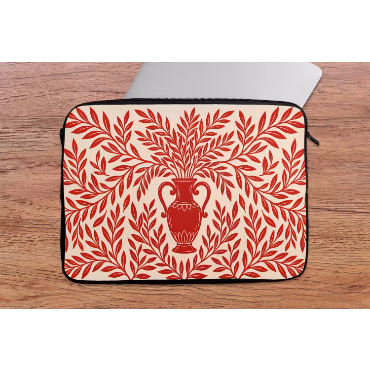 Vaas - Planten - Decoratie - Abstract - Rood laptophoes neopreen klein -tafel