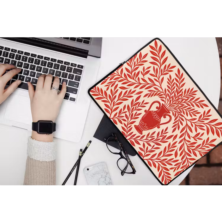 Vaas - Planten - Decoratie - Abstract - Rood laptophoes neopreen klein -bureau