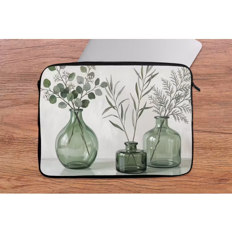 Vazen - Bladeren - Groen laptophoes neopreen klein -tafel